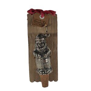 Mud Pie Santa Wine Bottle Topper Silver Christmas Holiday Bar